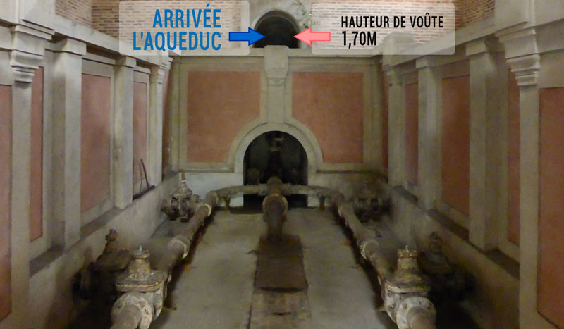 Intérieur du pavillon de filtres d'eau historique de Versailles